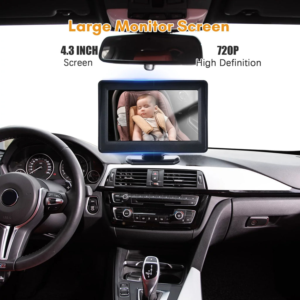 4.3 Monitor Invigilator,150° Baby Inch Car 150° Car Camera Car Mirror Installation Display Display Vision car Baby Wide Pristin Mirror View Easy Monitor Monitor 150° Wide 720P Baby Camera Camera
