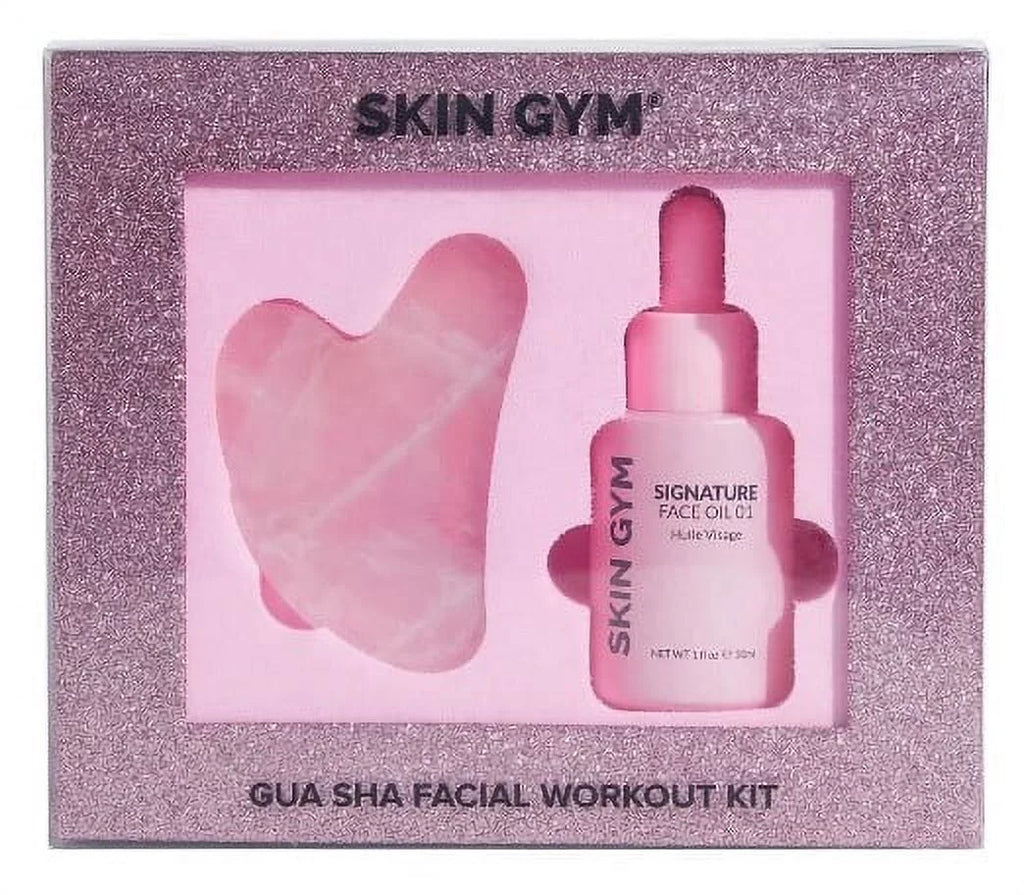 Signature Gua Gym Workout + Value) Oil Kit, ($64 Quartz Skin Gua Sha Sha Rose
