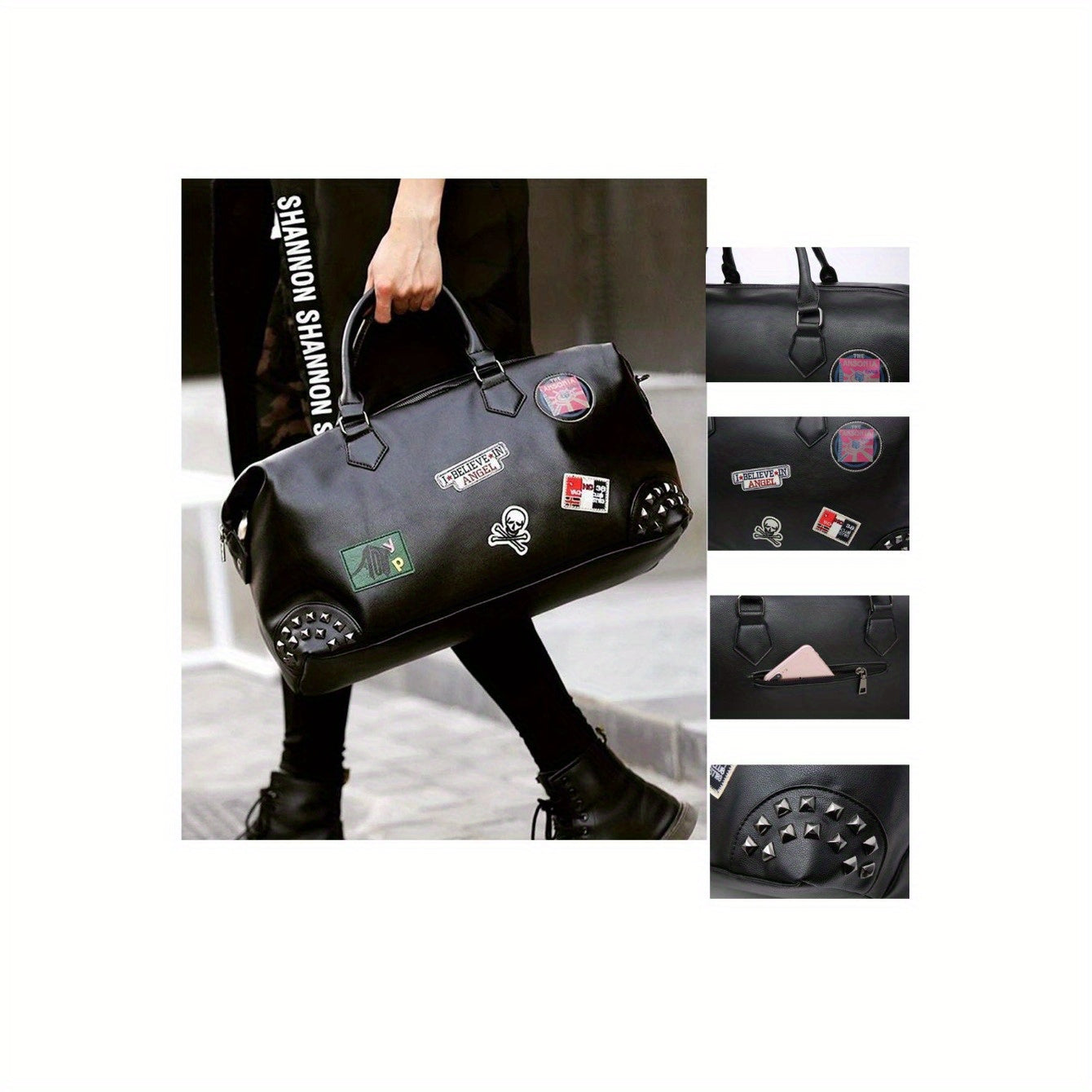 Travel Bag Tote Large Bag Handbag Duffel Weekender Leather Crossbody MICHROE PU
