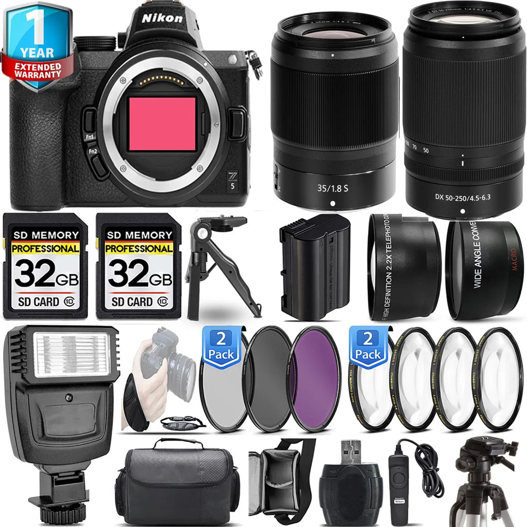 3 f/1.8 f/4.5-6.3 Handbag Lens Flash Filter Z5 VR PC 35mm S + + + + PC Lens Macro + Nikon Camera Set Set 64GB with Mirrorless 50-250mm 4 +