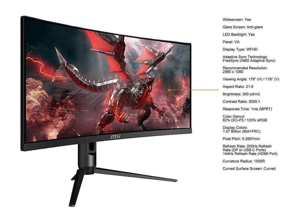 2560 USB Curved Sync) (MPRT) x MAG301CR2 Gaming Monitor FreeSync Optix 200Hz DisplayPort, HDMI, WFHD 1080 (AMD 30" Adaptive MSI 1ms