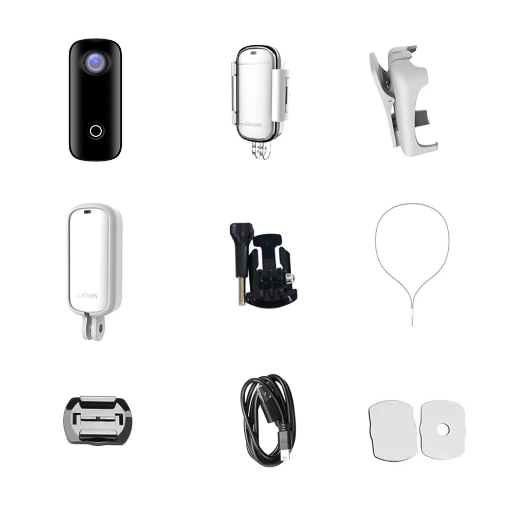 SJCAM in Rechrageable with Battery Action Waterproof Sharing Video 30fps APP Camera Lanyard Body Camera Clip Digital WiFi C100 Waterproof Connection 30M Back Magnetic Built 2K Mini Case