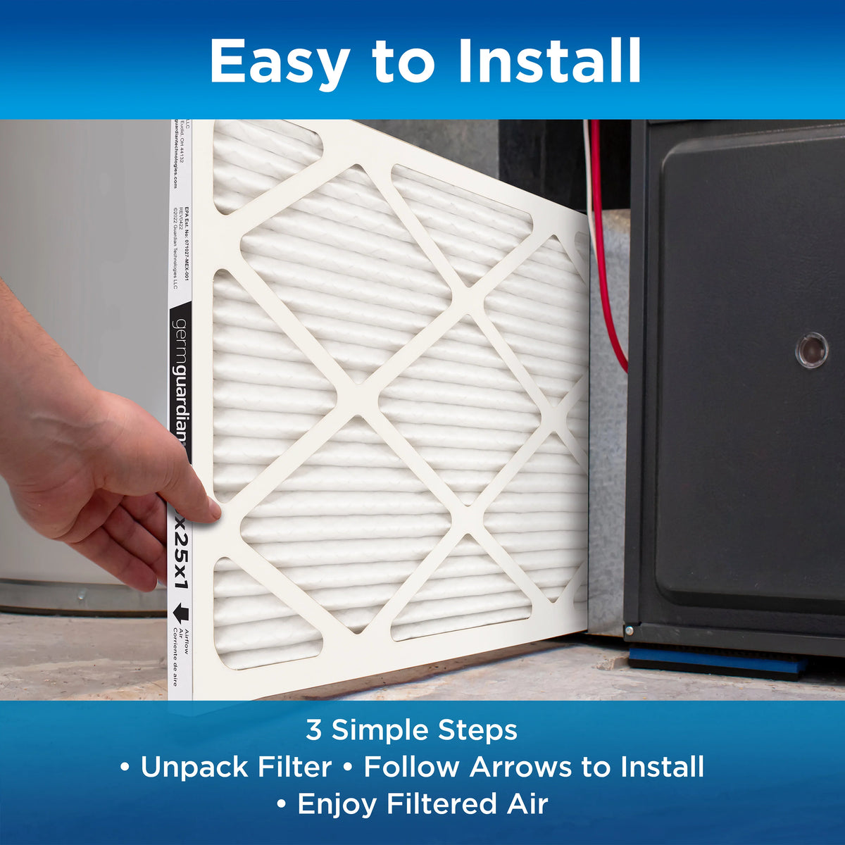 20 Pleated Air 12 Furnace 1 x Guardian (4-Pack) Filters Germ AC x MERV 25 HVAC