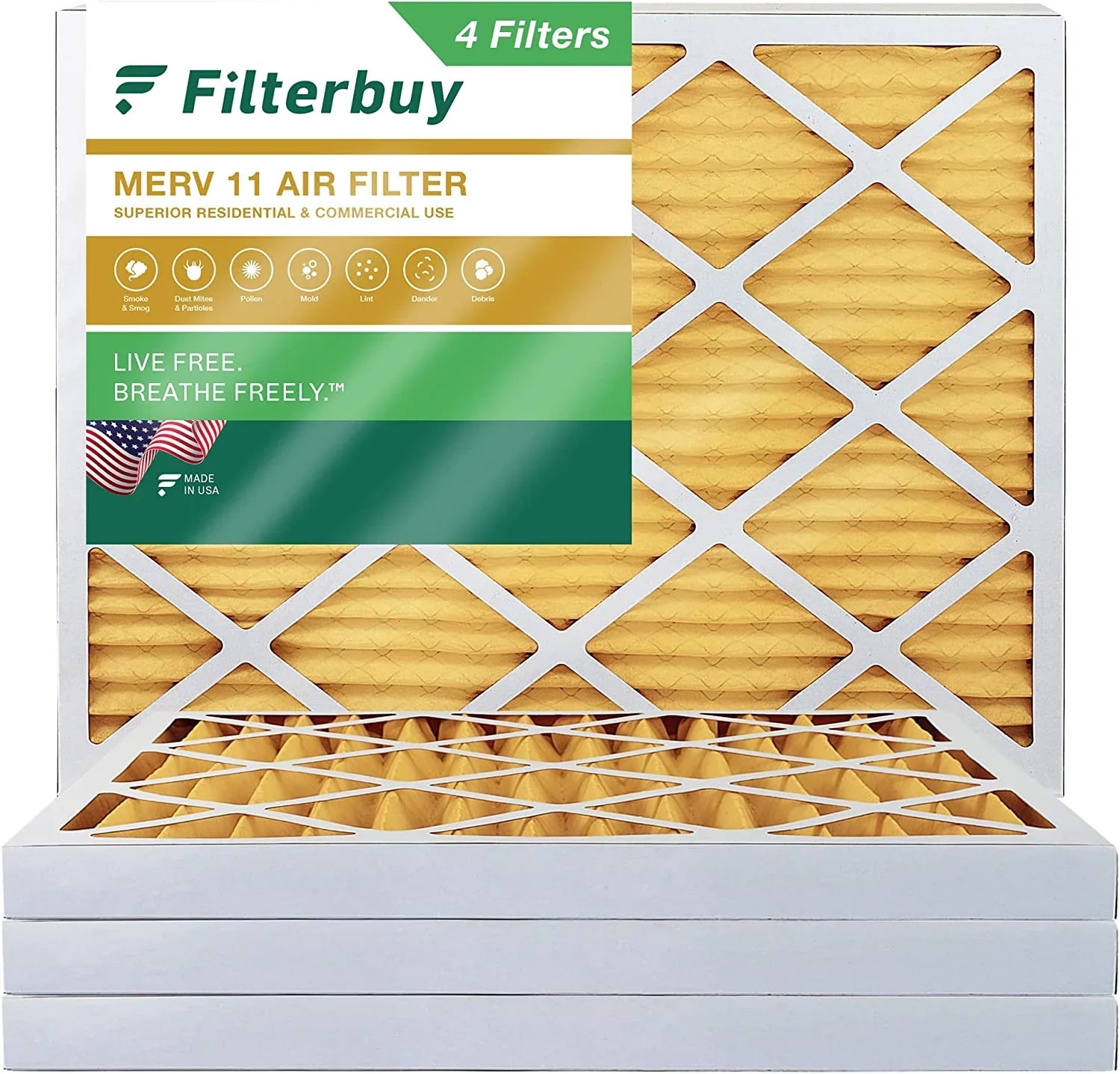HVAC (4-Pack) Filters Air AC 10x16x2 Pleated 11 MERV Furnace Filterbuy
