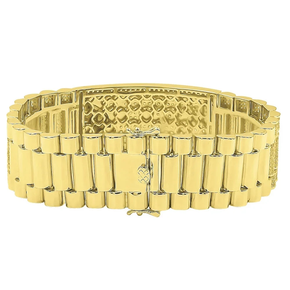 Bracelet Zodiac Gold 14K Sign Finish Simulated Astrology Crab Mens Horoscope Cancer 8.5'' Diamond