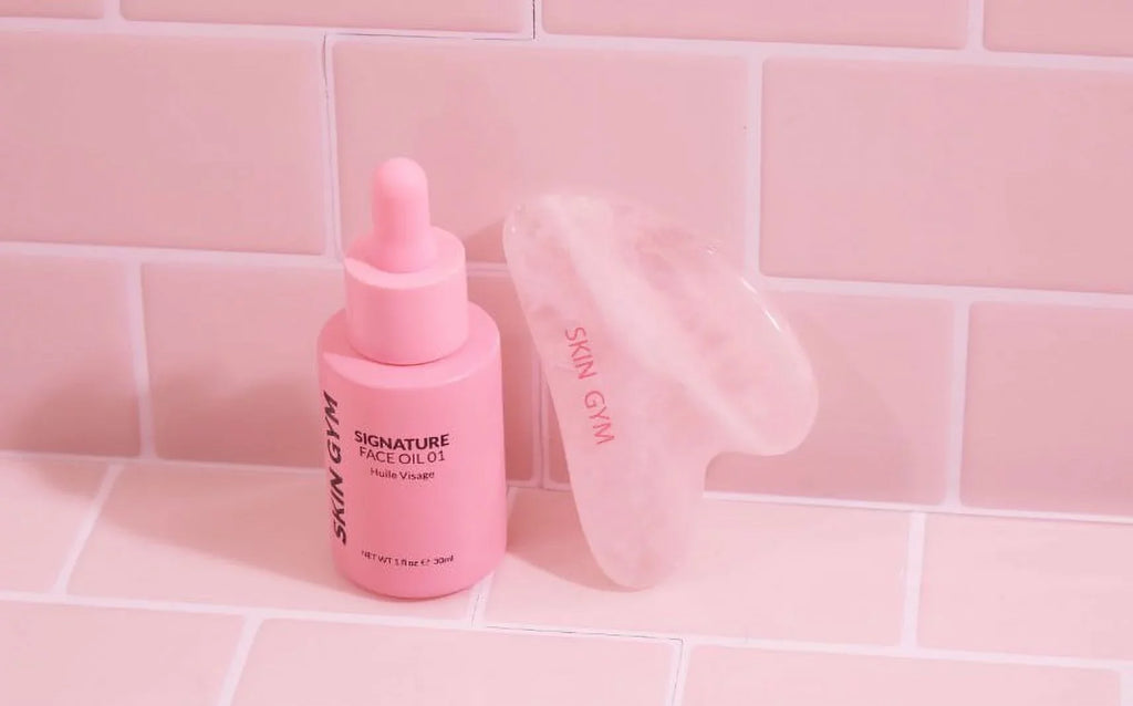 Signature Gua Gym Workout + Value) Oil Kit, ($64 Quartz Skin Gua Sha Sha Rose