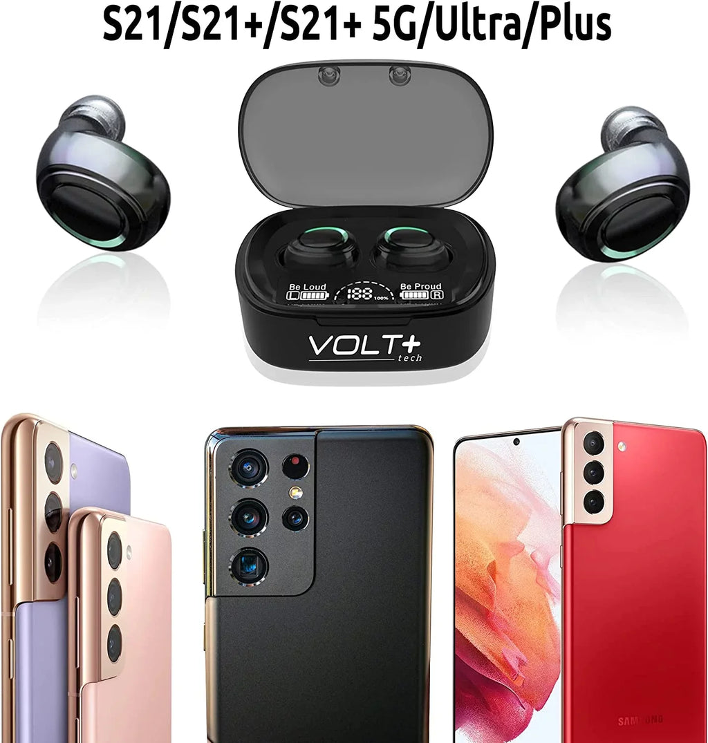 Compatible / Waterproof 5G/Plus/Ultra Galaxy Reduction S21+ Noise BlueTooth PRO Earbuds Wireless Mic Touch with (Black) V5.1 Sweatproof with / IPX3