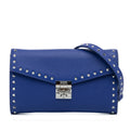 Blue Chain Patricia Leather Authenticated Pre-Owned Bag on Wallet Calf Studded MCM Unisex Crossbody (Good)