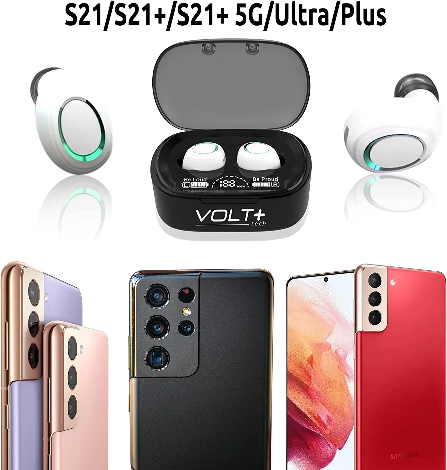 with Noise Earbuds Waterproof PRO Galaxy IPX3 / Sweatproof V5.1 10/Plus/Lite/+/5G/Note10 Touch Note Wireless (White) BlueTooth / Mic Reduction Compatible with