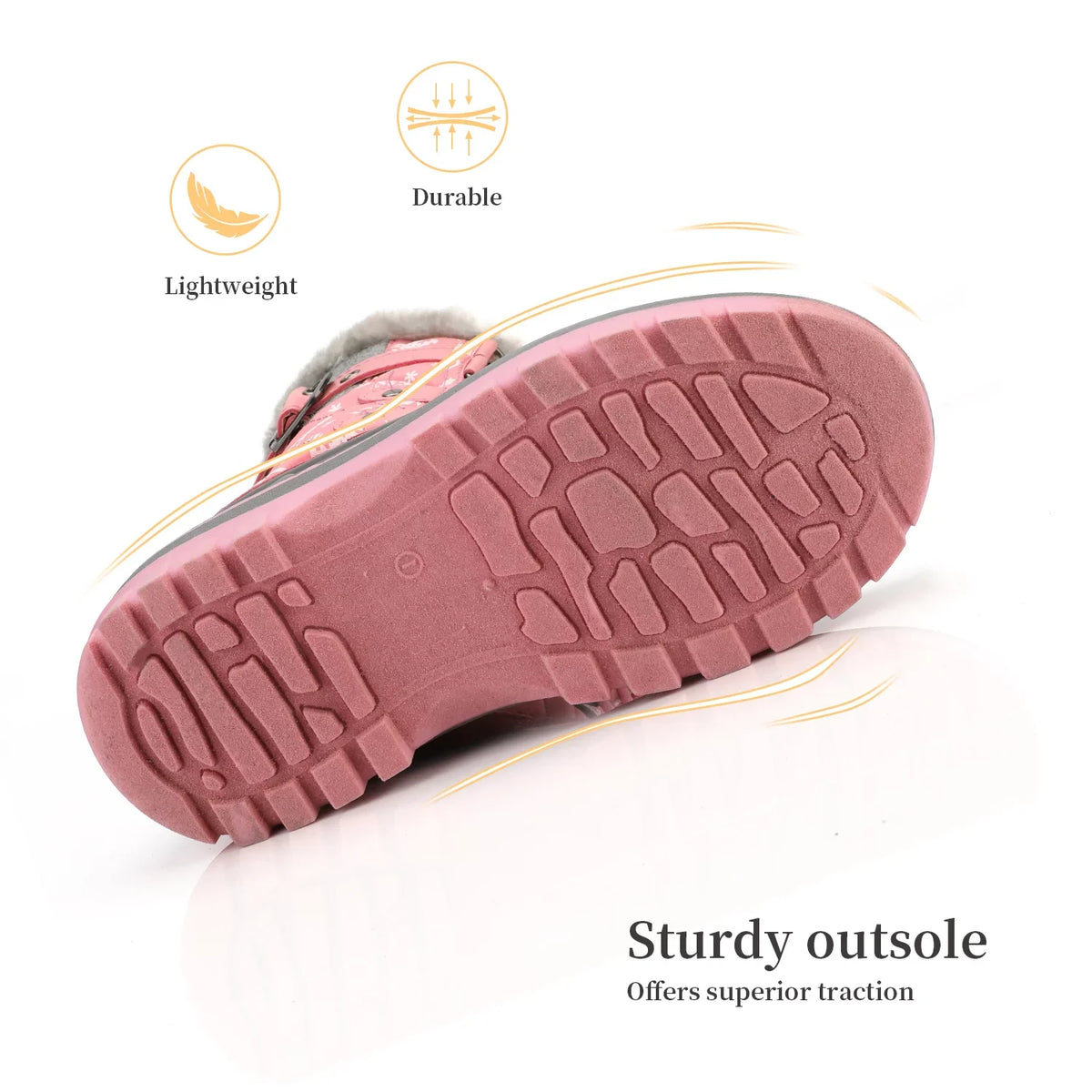 Warm Girls Boys 12 Lace Pairs Ankle Up Shoes Dream Boots dimension Winter Boots Waterproof Snow KRIVER-1 PINK
