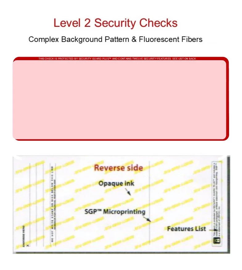 Pattern, Checks, Background Microperfed Red Security x 3-Up - Zapco Features w with High-Security 12 8-1/2" 100 11", Complex SHEETS Paper, PACK Check OF