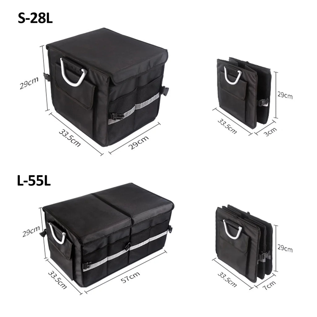 28L Automotive Cargo Storage Box, Car Strip, Trunk Oxford Reflective Cloth Organizer,