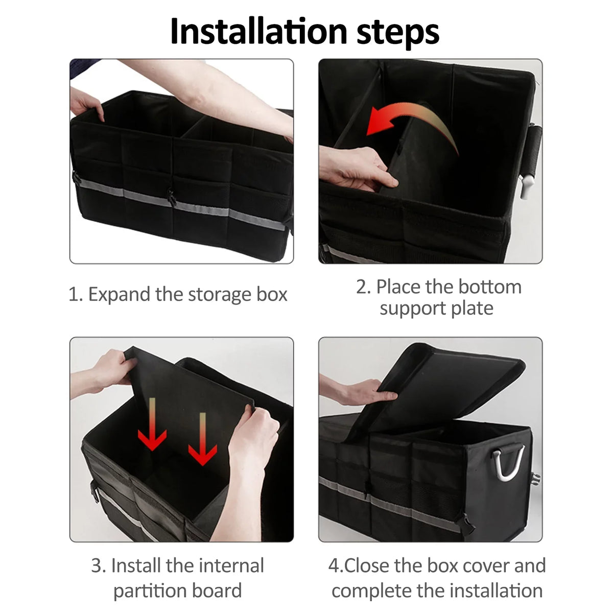 28L Automotive Cargo Storage Box, Car Strip, Trunk Oxford Reflective Cloth Organizer,