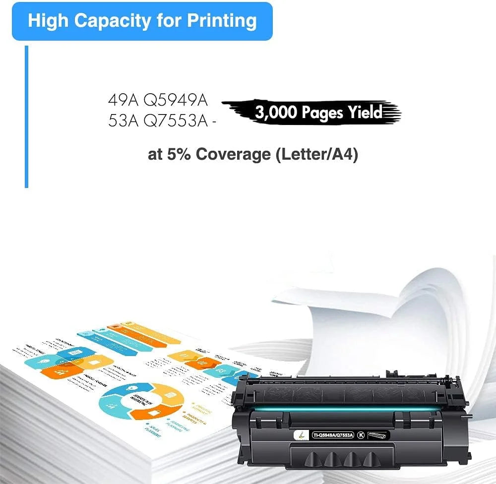 Compatible 1320NW Yield High Cartridges P2015dn Printer 1320 Q5949A Black 3390 49X HP Q5949X 49A P2015 1320TN for Ink LaserJet 49A Toner 2-Pack 53A for 1320N Q7553A HP 53A