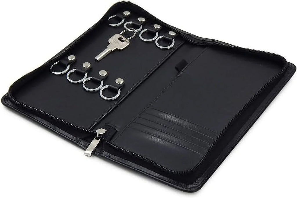 for Card Portable Organizer PU Business Key Key Sales,Hotel Portable Hooks Real Holder Padfolio Car OFFIDIX Case Estate Cabinet,8-Key Executives, Service Zippered Leather Menus