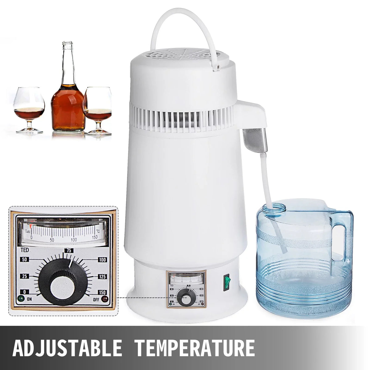 Design) Countertop Kit Connection Stainless Bottle liquid (Upgraded Steel Food-Grade 746W Home Gallon/4.3 Distillation VEVOR Outlet Container liquid 1 Distiller Distiller L Glass liquid