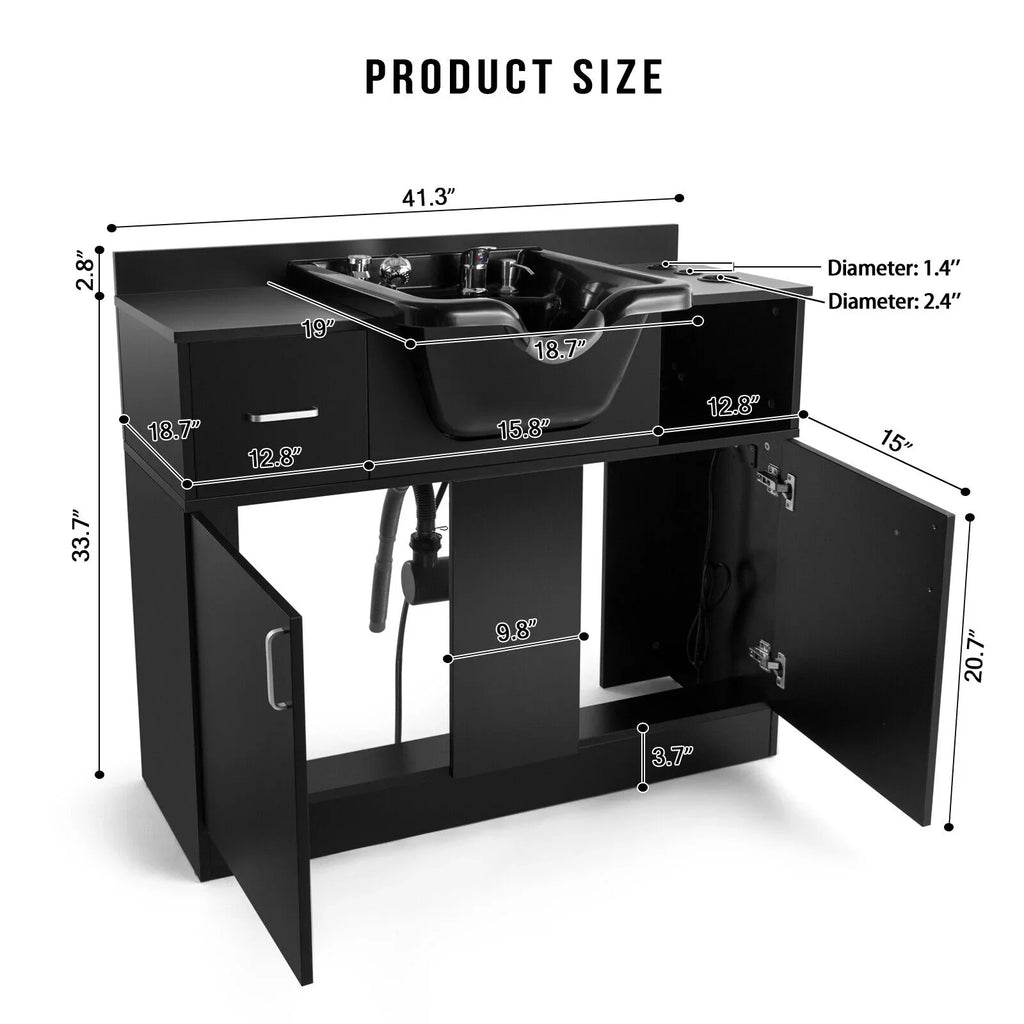 Beauty Backwash hand Hair Trap,Drawer(Black) USB,Hair with Salon Artist Station Sink Holes,P Shampoo Dryer