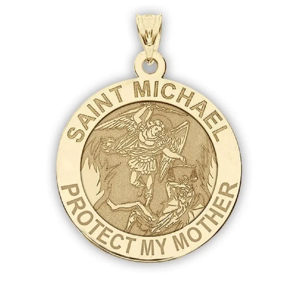 '- in 1 My Michael Medal Protect Saint Religious 14K Gold Picturesongold.Com Mother - Yellow Solid inch