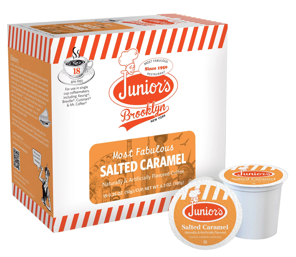 18 Serve each boxes Roast Cups Caramel, Junior's Most Fabulous 4 Medium Salted ct Single