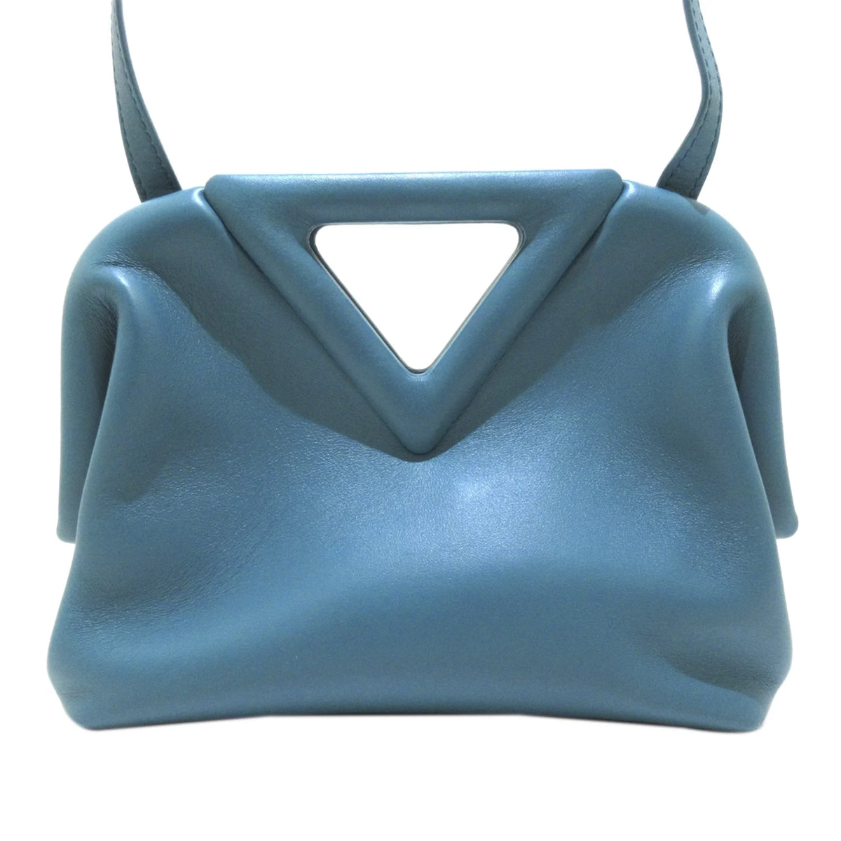 Satchel Pre-Owned Calf Point Women Bottega Veneta Authenticated Leather Blue (Good)