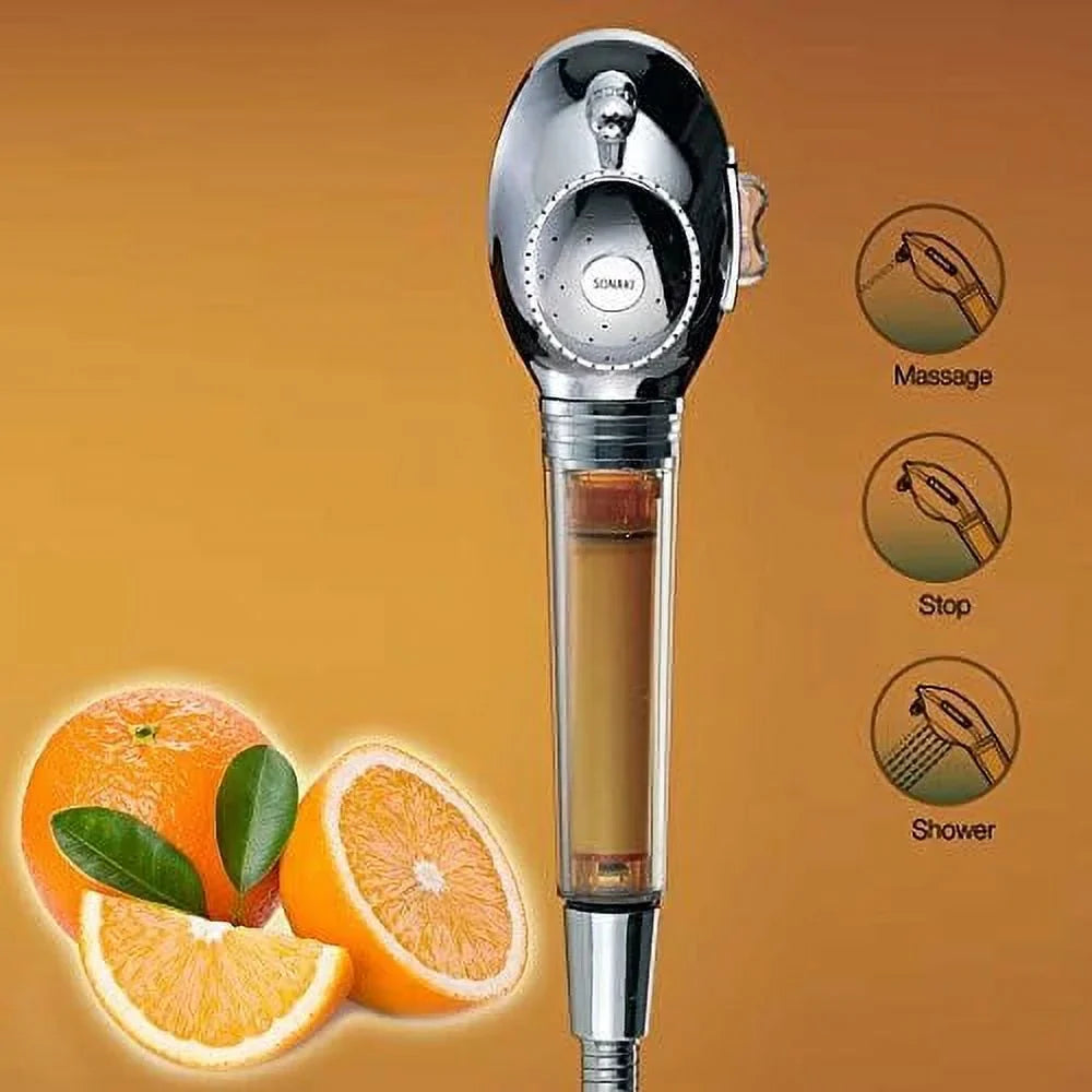 chlorine of shower filter included and liquid removes pressure 99.9% with chloramines - 2 filters - shower high - up head flow by to low
