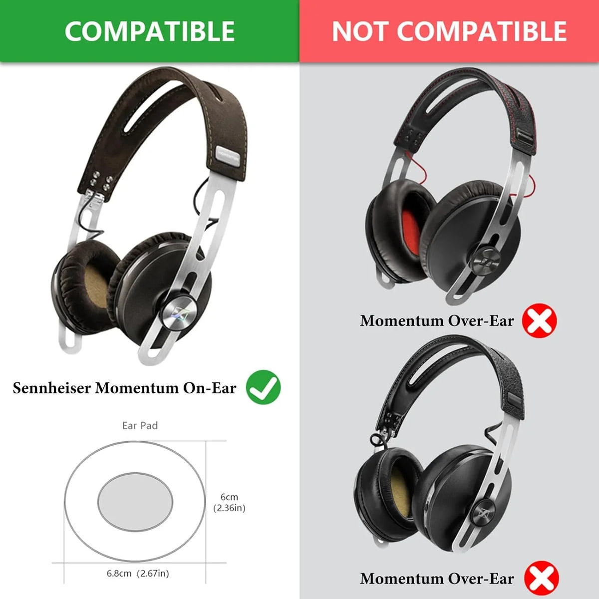 Momentum On-Ear Pads On-Ear Momentum Replacement for Comfort Ear Momentum On-Ear 2.0 2.0 Sennheiser Velour
