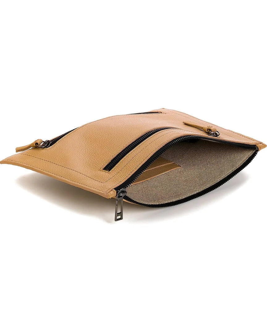 Chelsea Botkier Brown Wristlet Leather Clutch, Medium