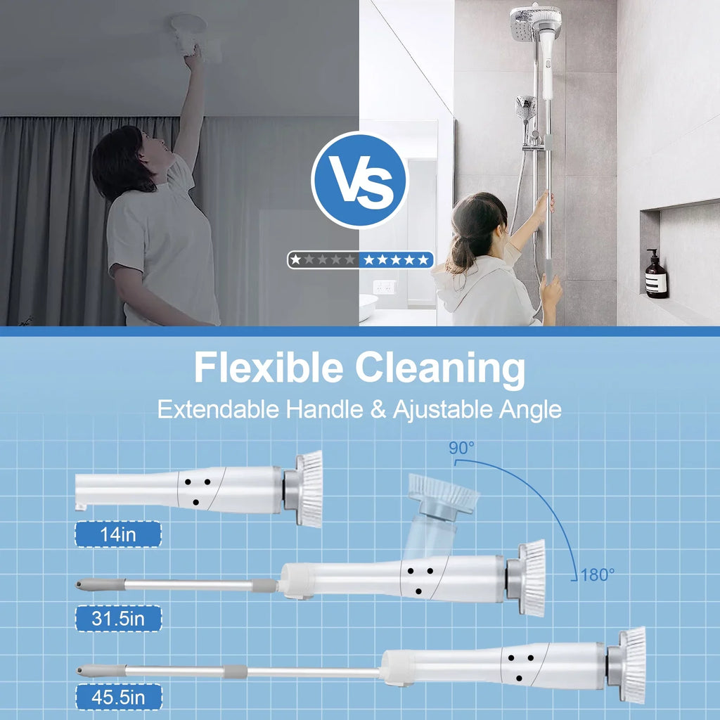 Scrubber Cleaning 6 Tile, Bathtub, Cleaning Electric Spin Brush, Replaceable for Floor Bathroom Scrubber, Heads Cordless Fixdono
