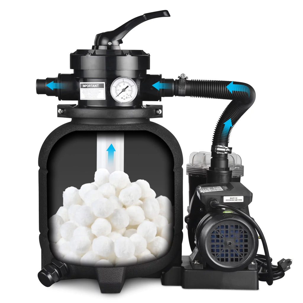 2640GPH Sand Above Strainer Filter Ground w/ Valve Yescom 12" 3/4HP 4-Way Pool for Pump