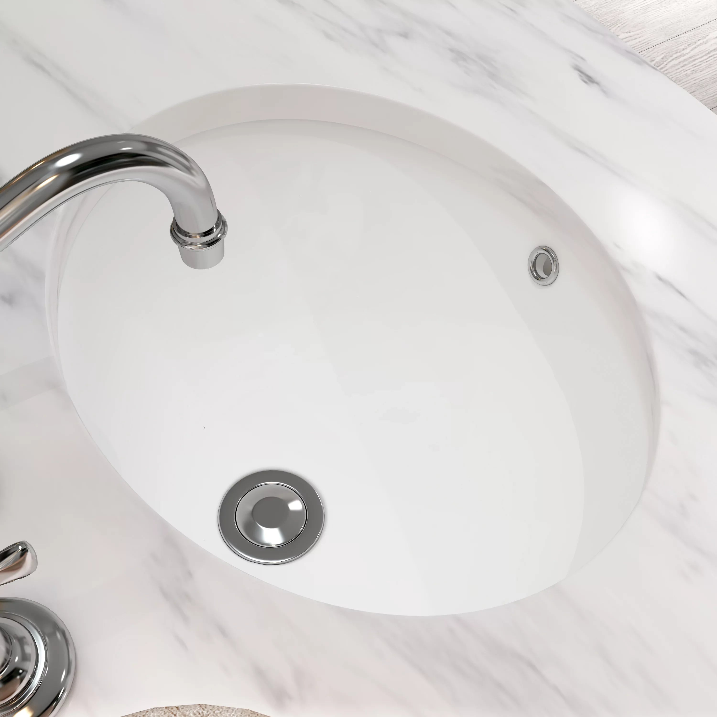 Bathroom Undermount Vessel Shape White Glossy Sink 17"x14" , Finished Ceramic MEJE Oval Sink