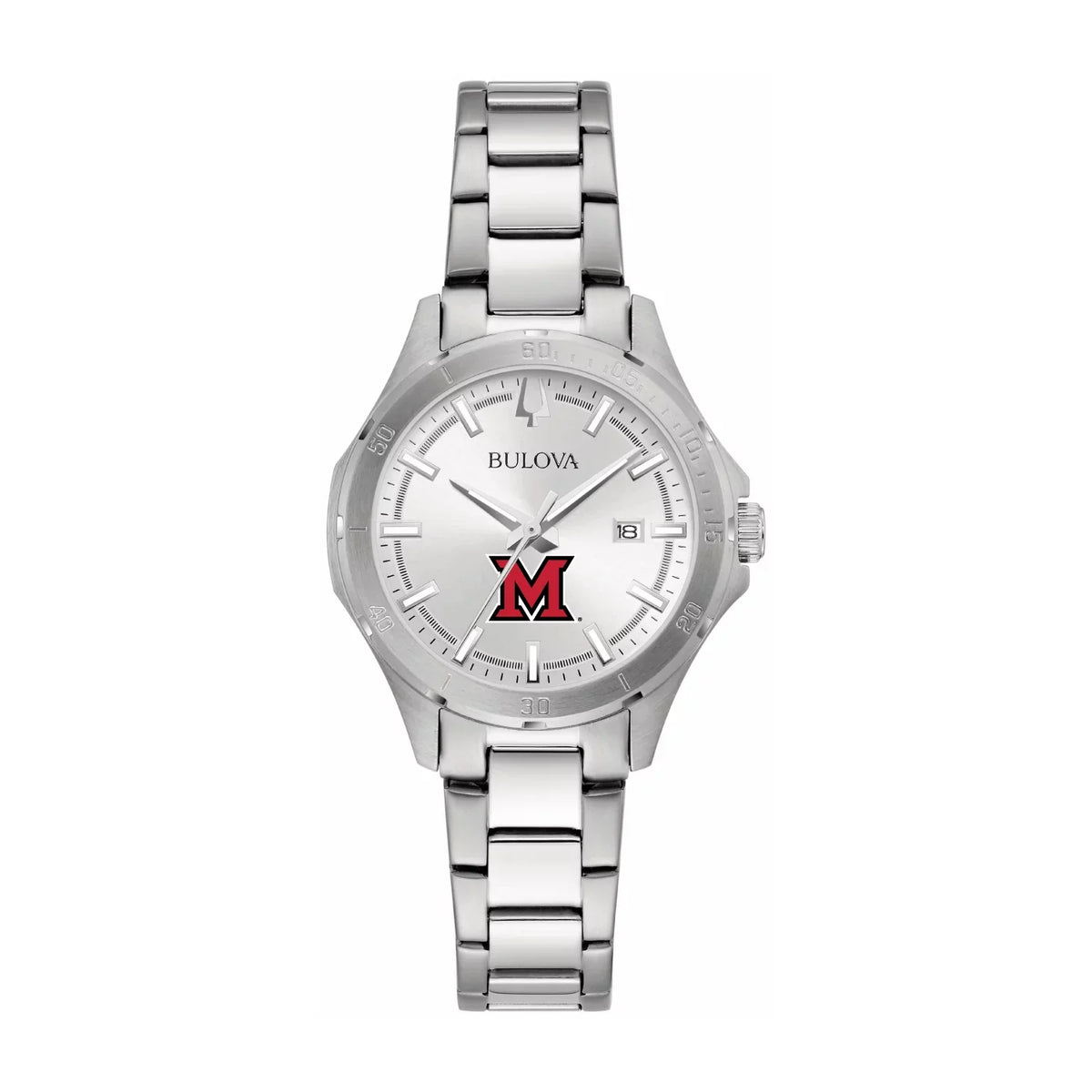 Miami Stainless Watch Bulova RedHawks Women's Steel Classic Silver University Sport