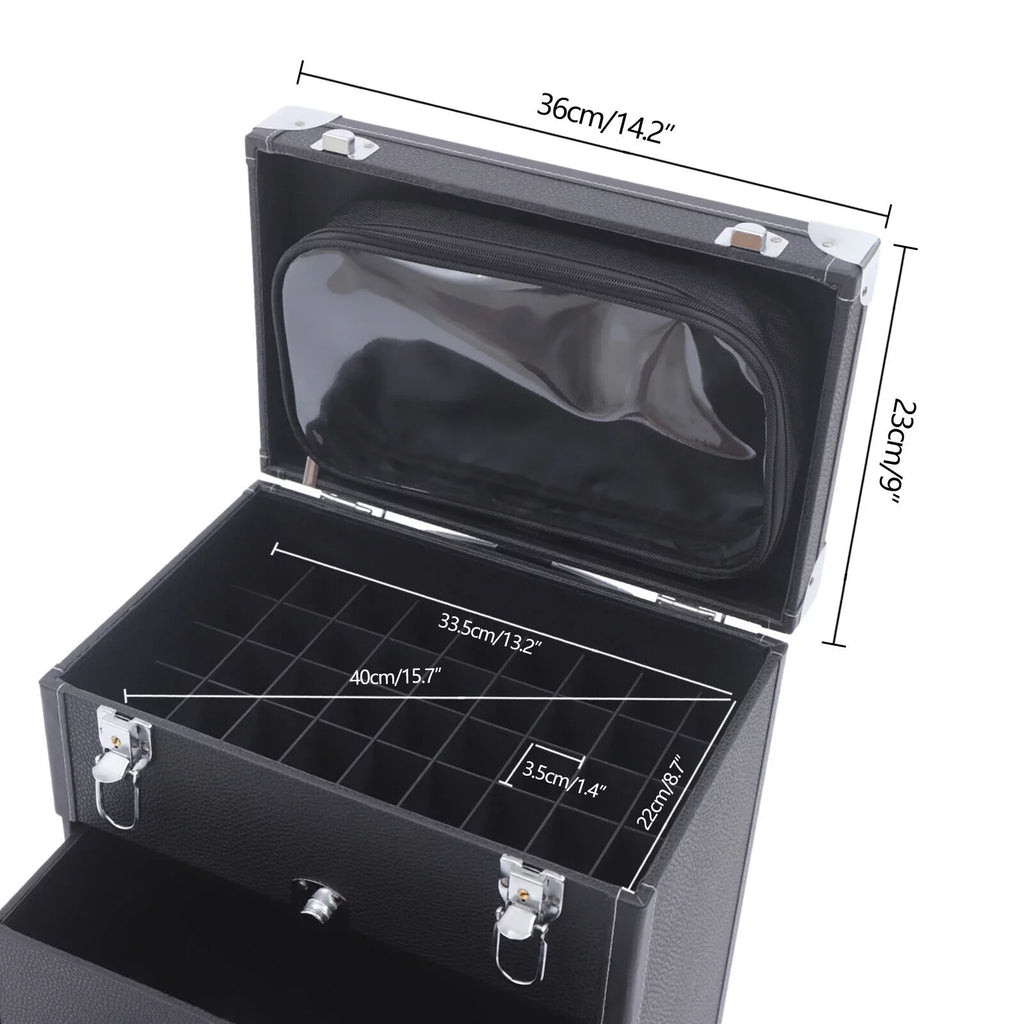 Rolling Cosmetics Box Box Train Cosmetic Bag Case Cases Rolling Rolling Wheels Trolley Lock Women's Black Storage Train Case Black Organizer Makeup Organizer Makeup PU Cosmetics Trolley Black Trolley