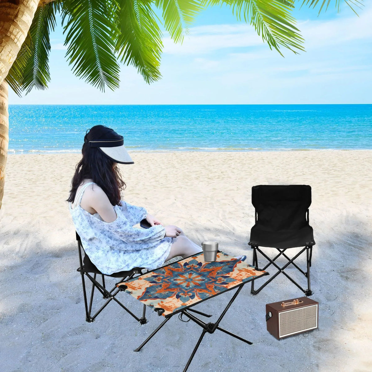 for Storage Table Table BBQ with Mandala Travel Compact Portable Table Camping Bag Fishing Folding exterior Picnic Beach Pattern