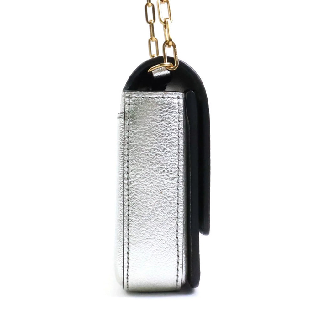 bag silver BURBERRY leather shoulder Burberry ladies diagonal (Good) Pre-Owned