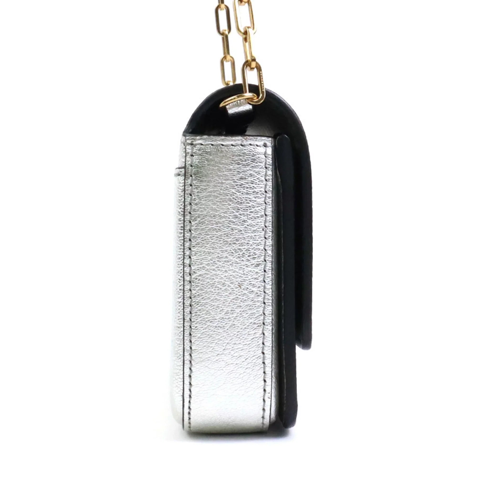 bag silver BURBERRY leather shoulder Burberry ladies diagonal (Good) Pre-Owned