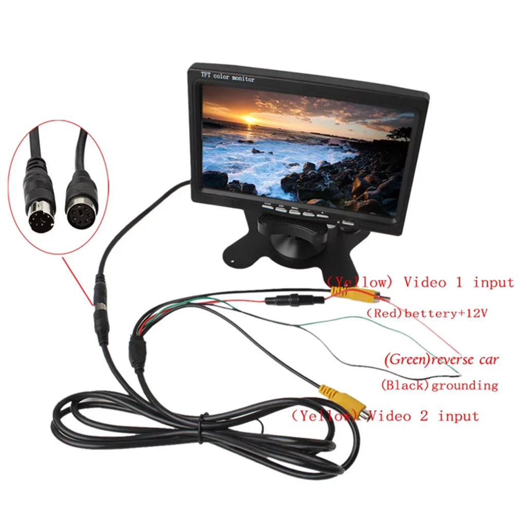 Screen Trucks 1024x600 RV Camera Bus Car Rear View Inch 7 HD Monitor HD Display Reverse Trailer AV For TFT Display Built-in Input Monitor Speaker Backup Screen