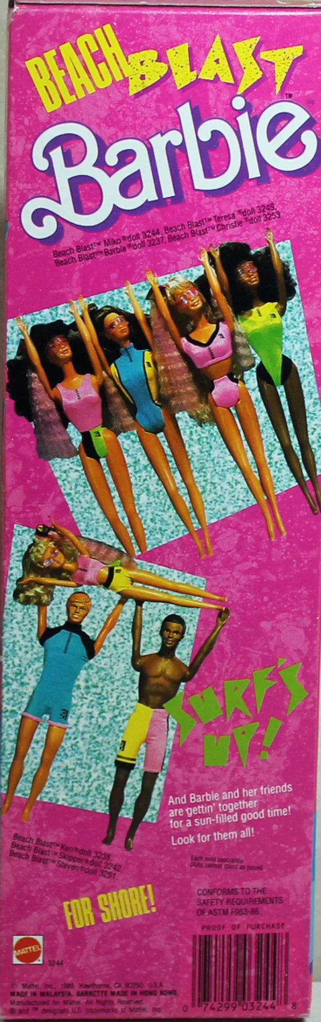 (3244) Barbie, NRFB, Blast Miko Beach Box Non-Mint 1998