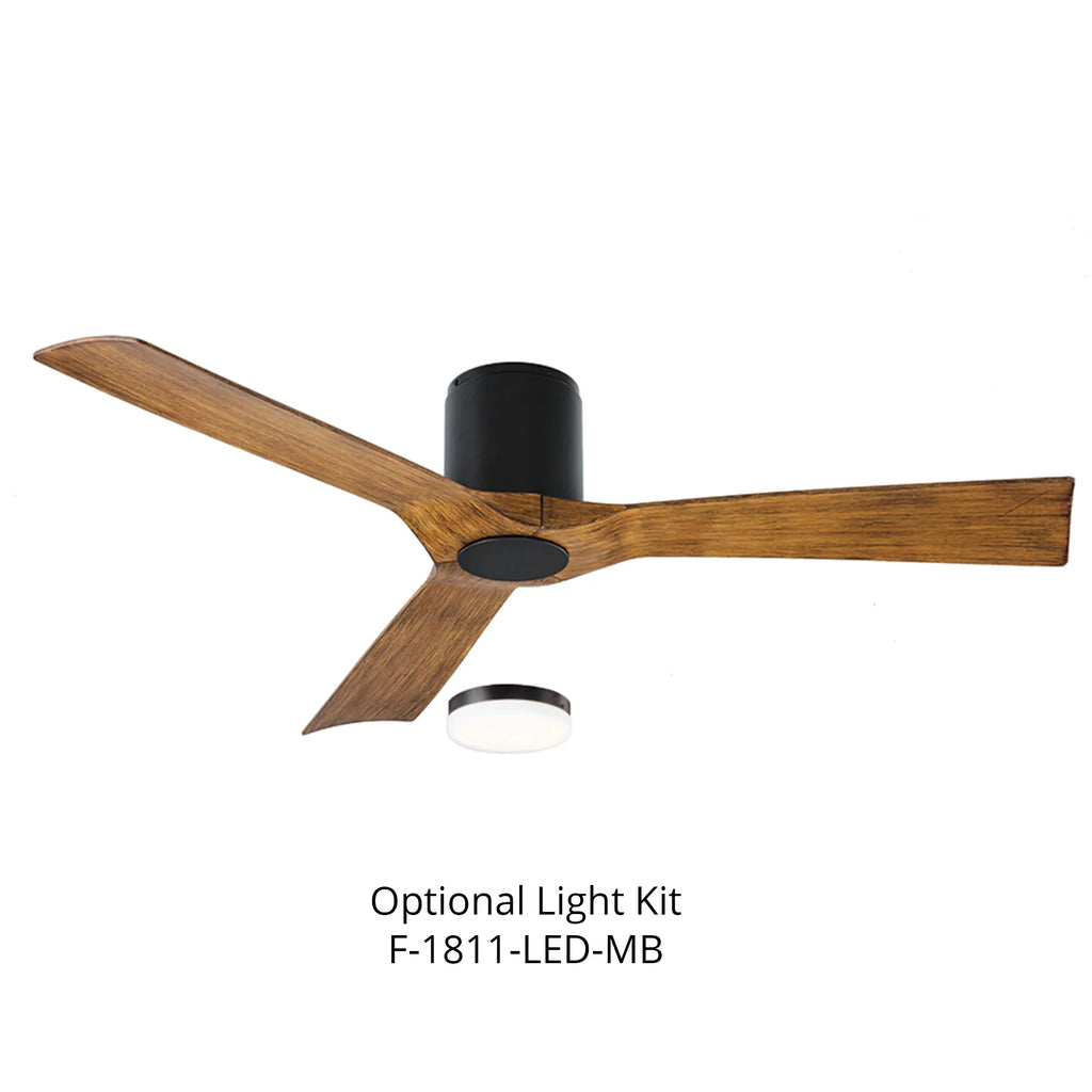 Flush Matte Black 54in and Fan Smart Control Kit with Aviator Koa Mount Separately) Sold Remote Distressed (Light Indoor 3-Blade exterior Ceiling