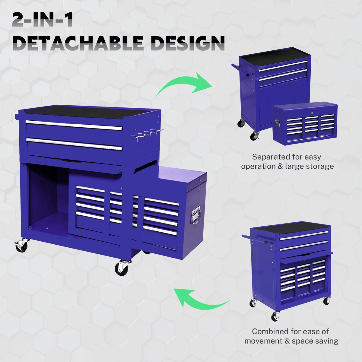 Drawers, Tool Hidden Chest Sliding On Organizer Rolling Capacity Drawers, Box, with Chest Cabinet Tool Lockable Blue with 8 Tool & Box Double with Wheels Large 2-IN-1 Drawers, Tool