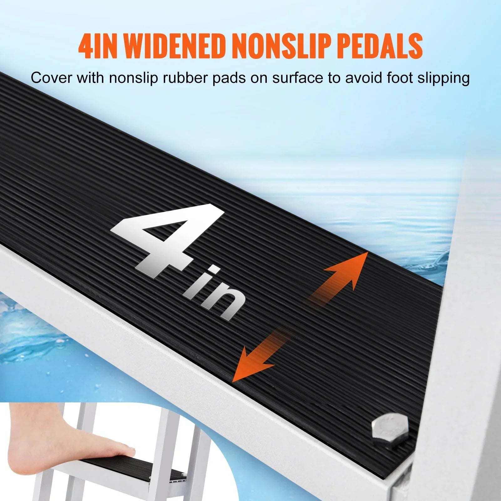350 Pools Installation 4'' Aluminum & Nonslip Steps, Capacity, lbs Simple Dock with for - VEVOR Wide Marine Boats, Removable Ladder Lakes, Access 3-Step Alloy