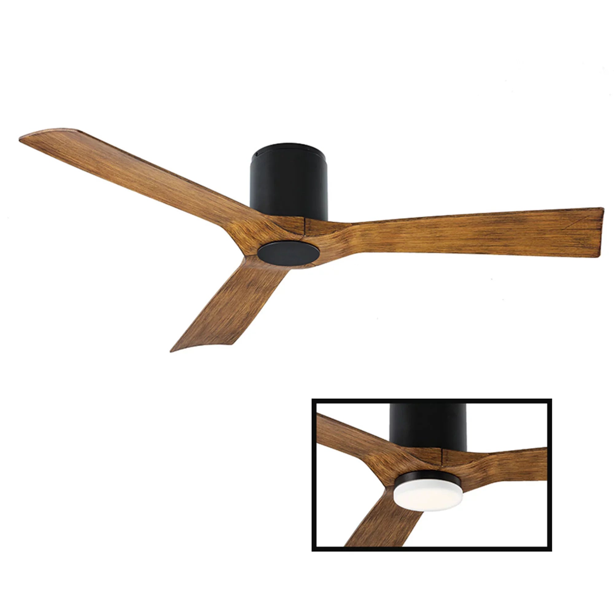 Flush Matte Black 54in and Fan Smart Control Kit with Aviator Koa Mount Separately) Sold Remote Distressed (Light Indoor 3-Blade exterior Ceiling