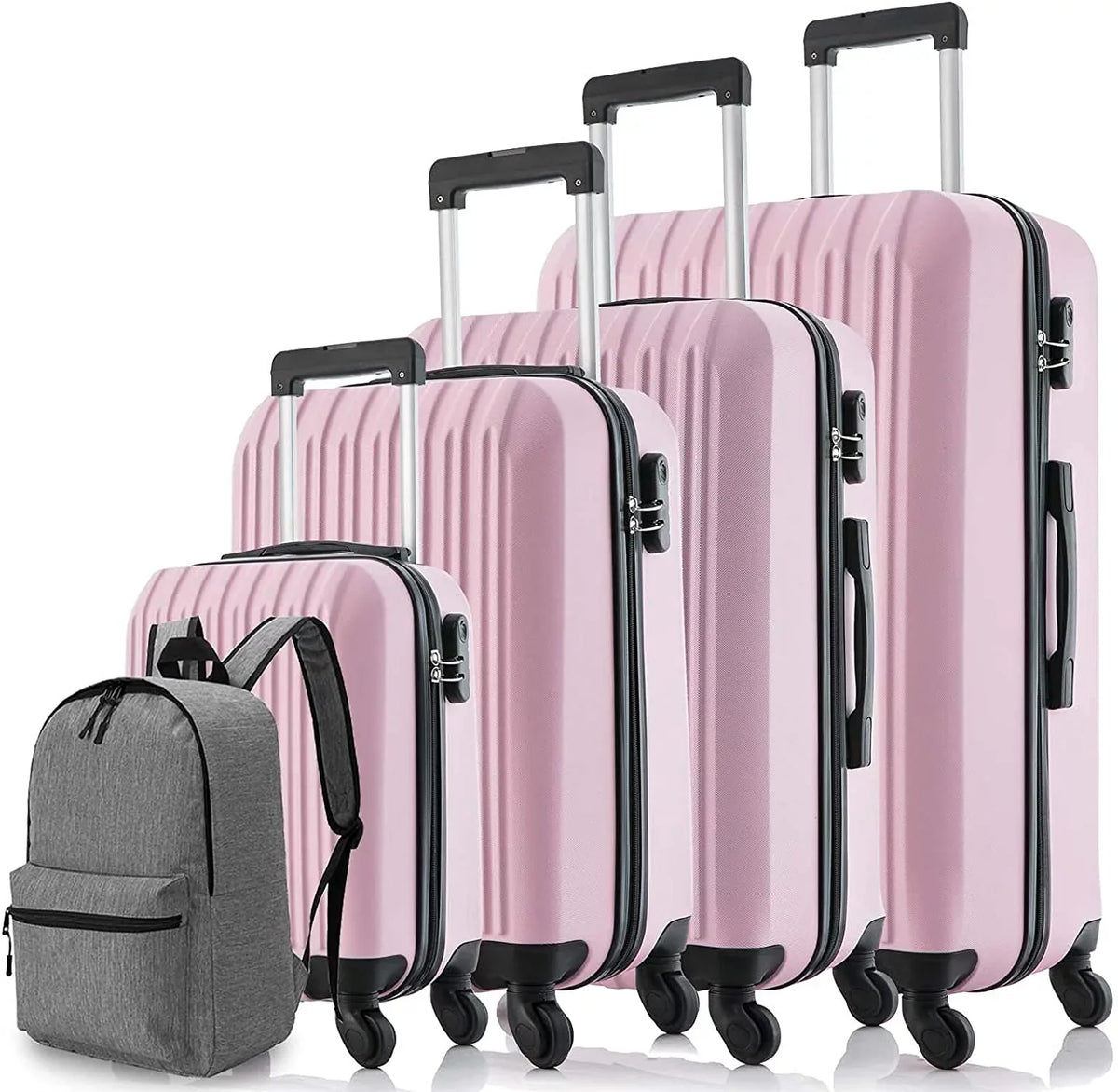 inch) Lightweight Wheels Luggage Spinner Piece Pink Suitcase (16/20/24/28 5 Hardshell Set Sets ABS