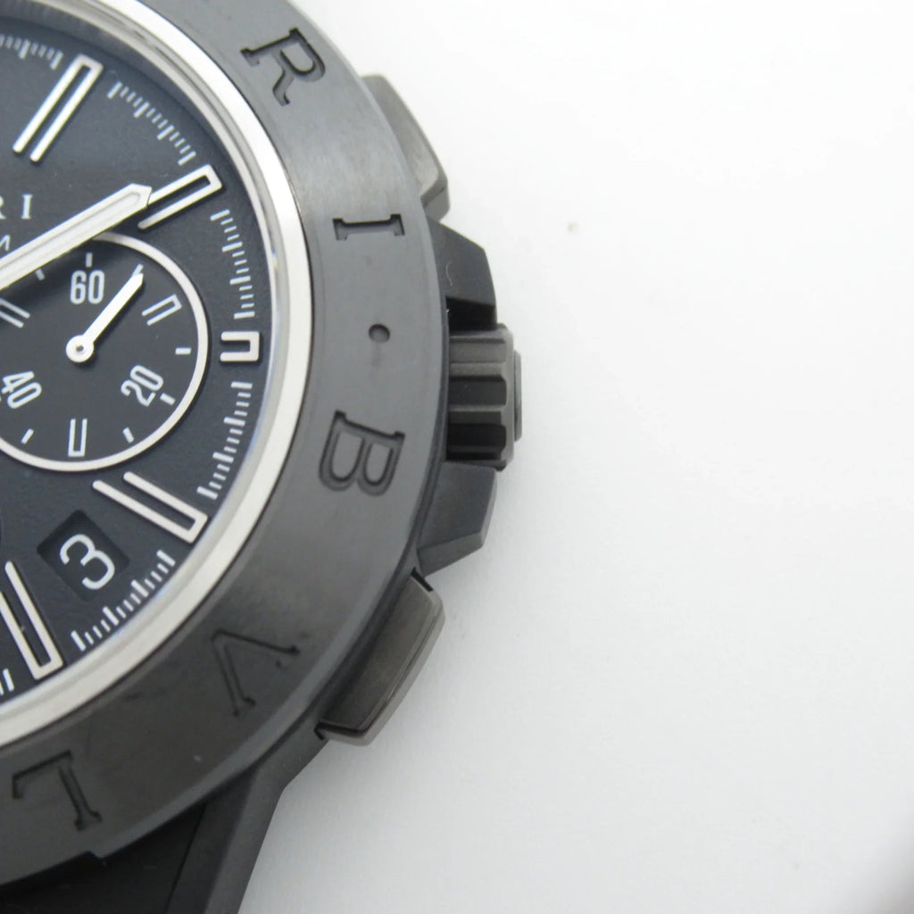Black DG42SMCCH watch Magnesium (Good) Watch Pre-Owned belt Chrono BVLGARI Mechanical Wrist Rubber Watch Diagono Automatic Wrist DG42SMCCH mag