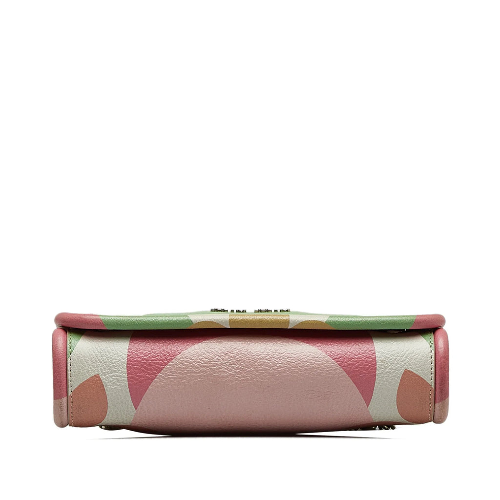 Miu Pink Pre-Owned Calf Authenticated Miu Crossbody Flower Unisex Crossbody Print Bag Leather (Good)