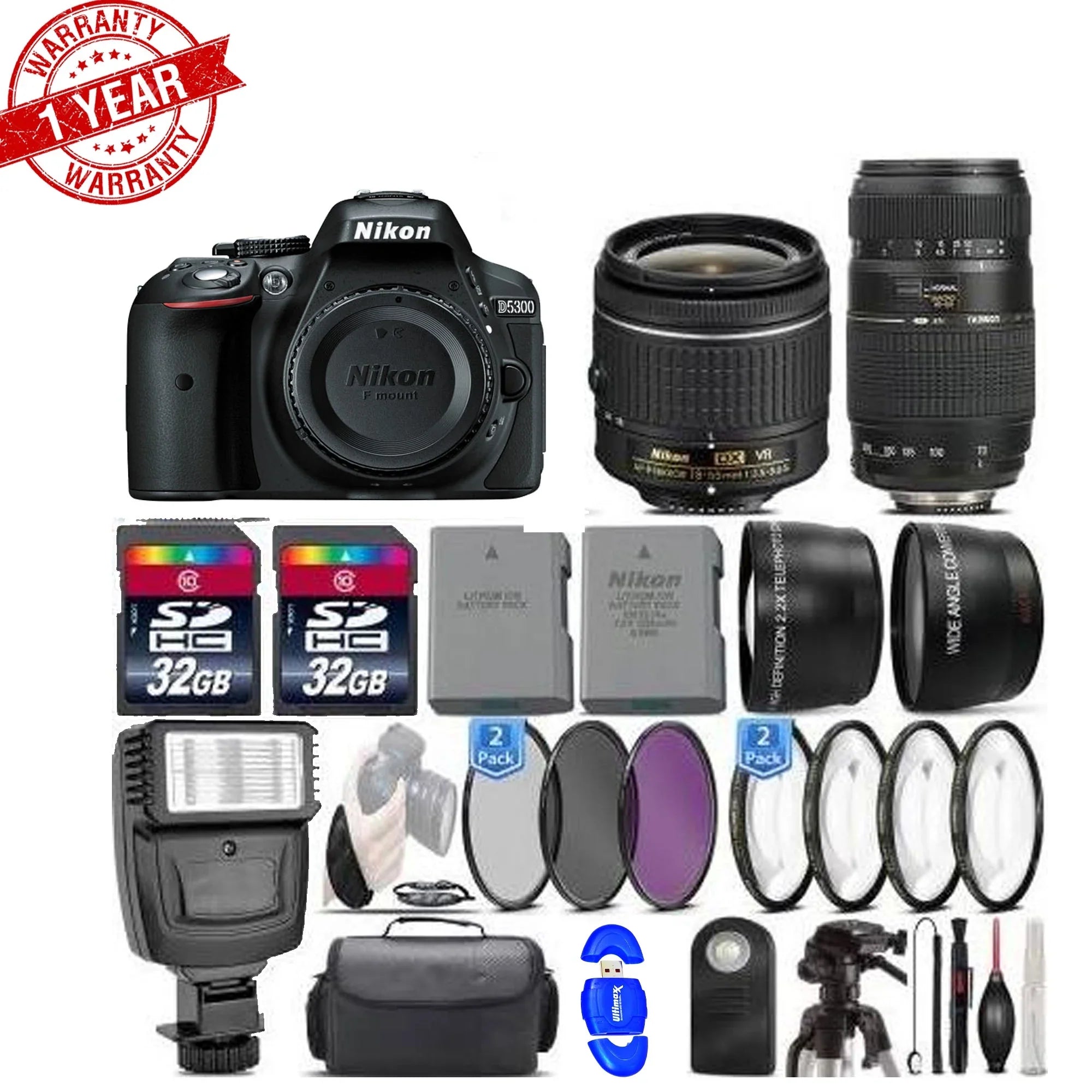 '-64GB Macro 24.2MP Lens Kit Camera||18-55mm Bundle D5300 VR Lens||70-300mm DSLR Nikon