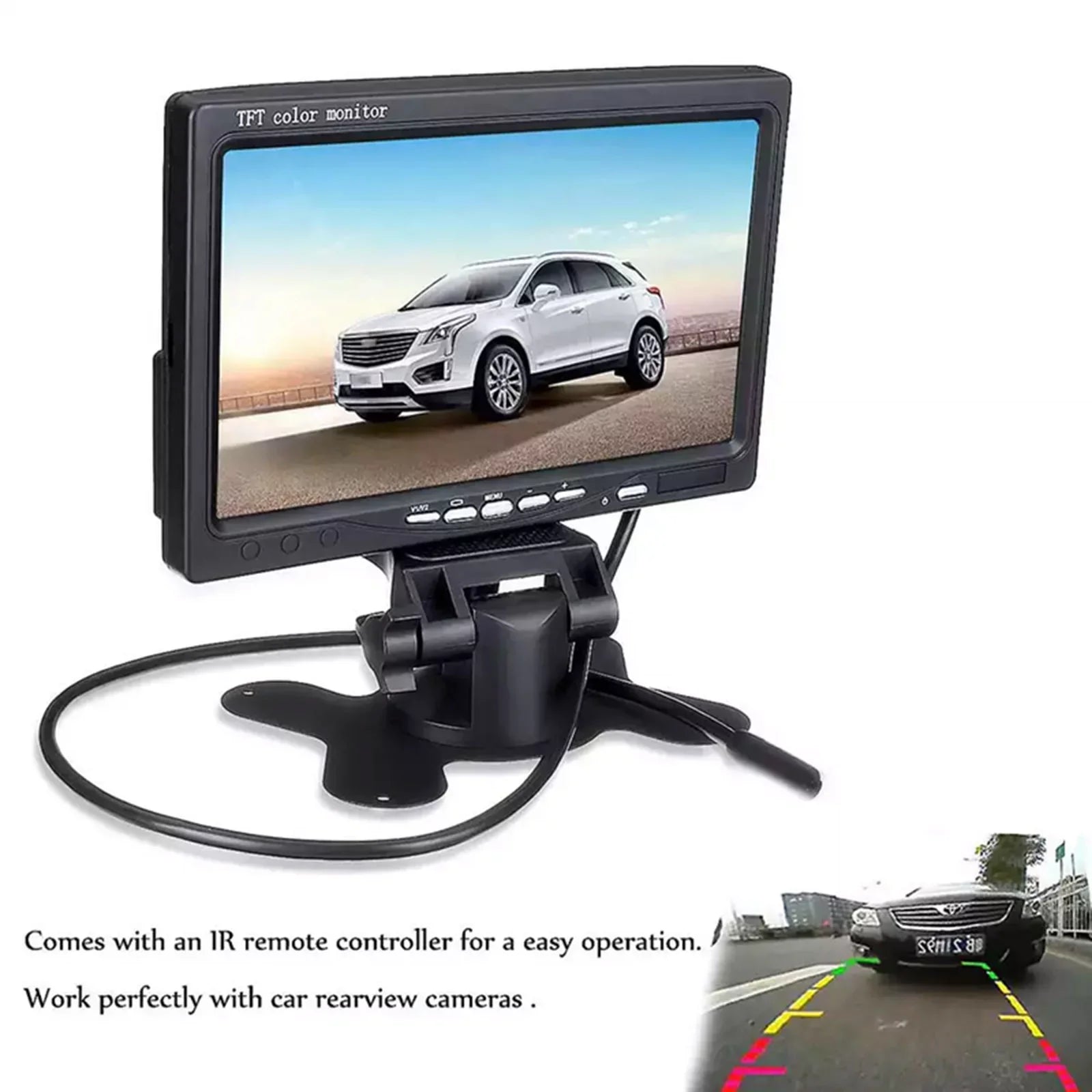 Screen Trucks 1024x600 RV Camera Bus Car Rear View Inch 7 HD Monitor HD Display Reverse Trailer AV For TFT Display Built-in Input Monitor Speaker Backup Screen