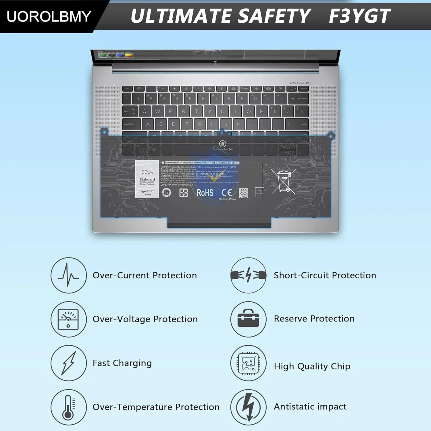 14 2X39G 60WH for 7390 7490 7290 y 7000 7480 7480 13 P29S002 7380 Laptop 7280 7000 12 Latitude 7000 F3YGT