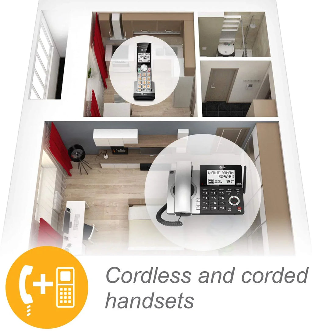 Handset Expandable Call with Blocker, Corded/Cordless with Smart Phone 1 CL84107 Black/Silver AT&T 6.0 DECT