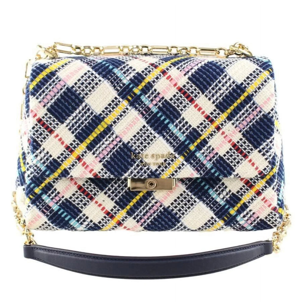 Tweed Carlyle Medium Kate York Spade Shoulder Fabric Chain New Bag Parchment