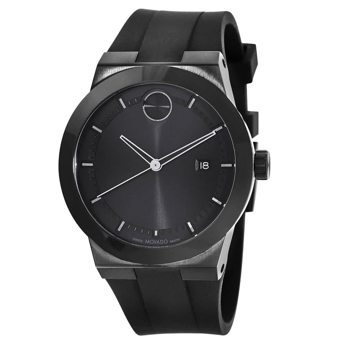 Bold Black Watch Movado Quartz 3600849 Men's Fusion Dial